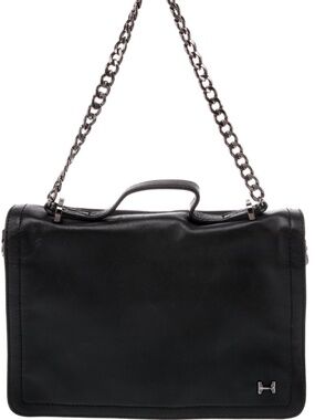 Halston Heritage Black Leather Chain Handle Shoulder Crossbody Bag